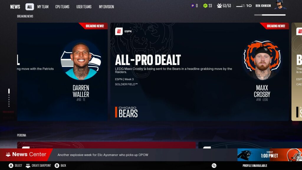 Madden NFL 27 (PS5) Test 5 Hartnäckige Spielerverhandlungen